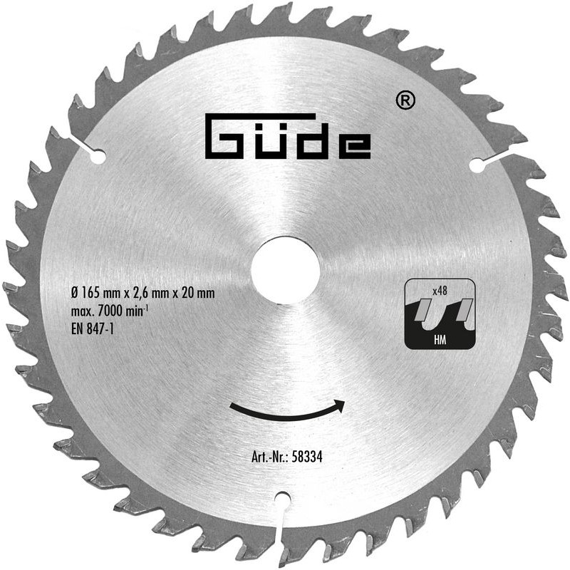 Güde Pílový kotúč 165x20 48Z HM 58334